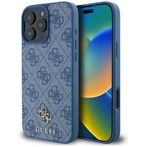 Husa premium pentru  iPhone 16 Pro Max compatibila MagSafe Guess Luxury Series - Albastru
