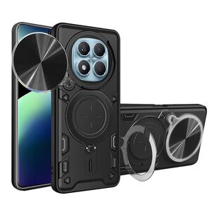 Husa pentru  Xiaomi Redmi Note 14 Pro 4G cu protecție pentru cameră și suport magnetic integrat Ring Shockproof, Negru