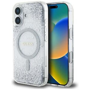 Husa premium pentru  iPhone 16 compatibila MagSafe Guess Luxury Series - Argintiu