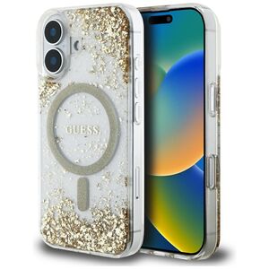 Husa premium pentru  iPhone 16 compatibila MagSafe Guess Luxury Series - Auriu
