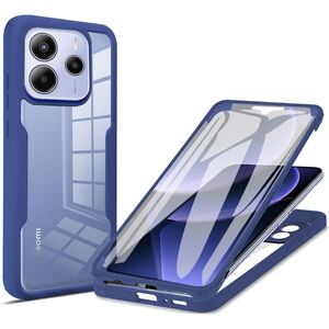 Pachet 360: Husa cu folie integrata pentru  Xiaomi Redmi Note 14 4G Protectie 360 fata spate - Albastru