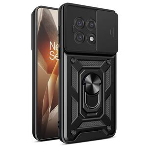 Husa pentru  OnePlus 13R Ring Armor Kickstand Tough Rugged Cover cu protectie camera, Negru