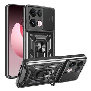 Husa pentru  Oppo Reno 13 Pro Ring Armor Kickstand Tough Rugged Cover cu protectie camera, Negru