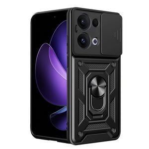 Husa pentru  Oppo Reno 13 Ring Armor Kickstand Tough Rugged Cover cu protectie camera, Negru