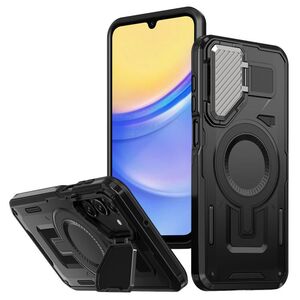 Husa pentru  Samsung Galaxy A15 compatibla MagSafe, Rugged Shockproof Magnetic, Camera Cover, Built-in Kickstand - Negru
