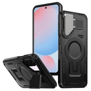 Husa pentru  Samsung Galaxy A56 compatibla MagSafe, Rugged Shockproof Magnetic, Camera Cover, Built-in Kickstand - Negru