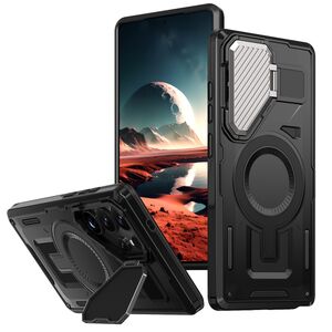 Husa pentru  Samsung Galaxy S25 Ultra compatibla MagSafe, Rugged Shockproof Magnetic, Camera Cover, Built-in Kickstand - Negru
