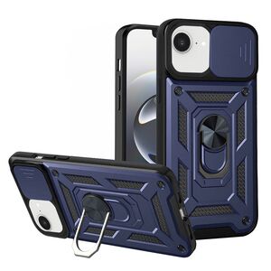 Husa pentru  iPhone 16e Ring Armor Kickstand Tough Rugged Cover cu protectie camera, Albastru