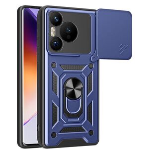 Husa pentru Huawei Pura 70 cu inel Ring Armor Kickstand Tough Rugged, navy blue