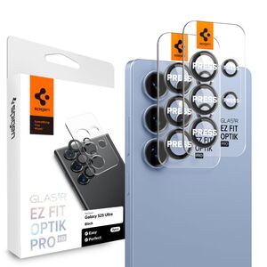 Set 2 x Folie sticla lentile foto pentru  Samsung Galaxy S25 Ultra Spigen - Optik.tR EZ Fit Pro Camera Glass - negru