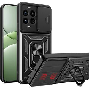 Husa pentru  Huawei nova 13 Pro Ring Armor Kickstand Tough Rugged Cover cu protectie camera, Negru