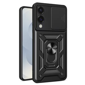 Husa pentru  Samsung Galaxy S25 Edge Ring Armor Kickstand Tough Rugged Cover cu protectie camera, Negru