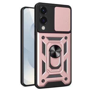 Husa pentru  Samsung Galaxy S25 Edge Ring Armor Kickstand Tough Rugged Cover cu protectie camera, Roz