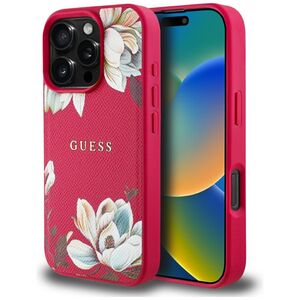 Husa premium pentru  iPhone 16 Pro Max compatibila MagSafe Guess Luxury Series - Fucsia