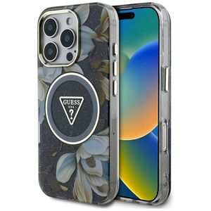 Husa premium pentru  iPhone 16 Pro Max compatibila MagSafe Guess Luxury Series - Gri inchis