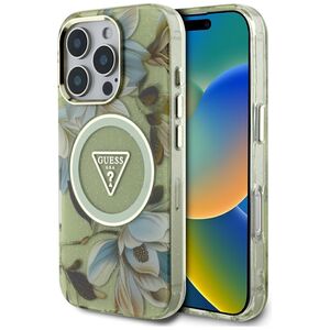 Husa premium pentru  iPhone 16 Pro Max compatibila MagSafe Guess Luxury Series - Verde
