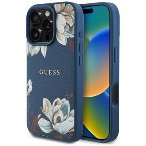 Husa premium pentru  iPhone 16 Pro compatibila MagSafe Guess Luxury Series - Albastru