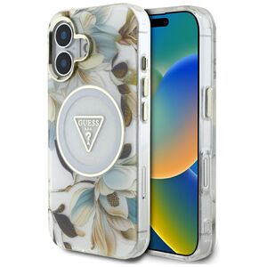Husa premium pentru  iPhone 16 compatibila MagSafe Guess Luxury Series - Alb