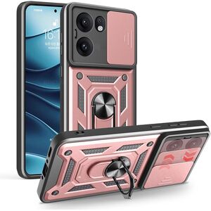 Husa pentru Oppo Reno 13F, 13FS 4G, 5G Ring Armor Kickstand Tough Rugged Cover cu protectie camera - roz gold