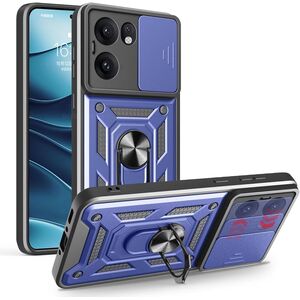 Husa pentru Oppo Reno 13F, 13FS 4G, 5G Ring Armor Kickstand Tough Rugged Cover cu protectie camera - albastru