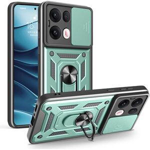 Husa pentru Oppo Reno 13 Ring Armor Kickstand Tough Rugged Cover cu protectie camera - verde