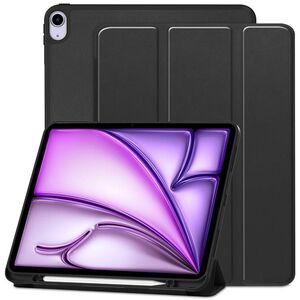 Husa pentru Apple iPad Air 13 2025 / 2024 M3, M2 Soft Shell tip stand, functie sleep / wake-up si slot pentru stylus, protectie 360 - negru