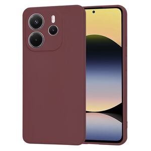 Husa pentru  Xiaomi Redmi Note 14 4G Liquid Silicone, subțire, captusita cu microfibra, anti amprentă, protectie cameră foto, Bordeaux