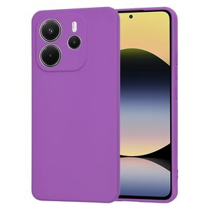 Husa pentru  Xiaomi Redmi Note 14 4G Liquid Silicone, subțire, captusita cu microfibra, anti amprentă, protectie cameră foto, Mov