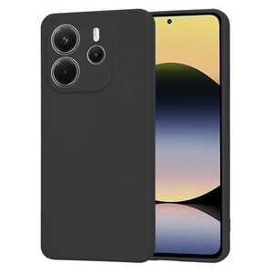 Husa pentru  Xiaomi Redmi Note 14 4G Liquid Silicone, subțire, captusita cu microfibra, anti amprentă, protectie cameră foto, Negru