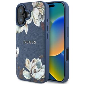 Husa premium pentru  iPhone 16 compatibila MagSafe Guess Luxury Series - Albastru