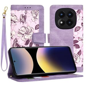 Husa tip carte pentru  Xiaomi Redmi Note 14 Pro+ Plus, functie stand si port carduri, Mov