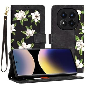 Husa tip carte pentru  Xiaomi Redmi Note 14 Pro+ Plus, functie stand si port carduri, Negru