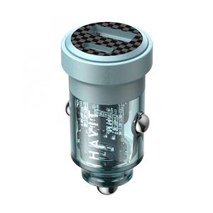 Incarcator auto bricheta 1 x USB Type-C, 1 x USB, PD 30W Havit CC2016, albastru