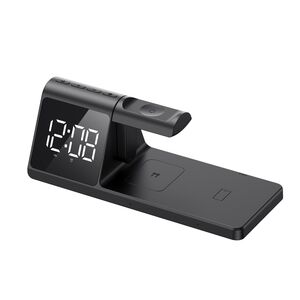 Statie incarcare wireless 15W 3 in 1 cu ceas digital si alarma Havit W3042, negru