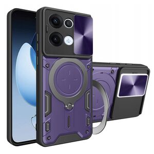 Husa pentru  Oppo Reno 13 cu protecție pentru cameră și suport magnetic integrat Ring Shockproof, Mov