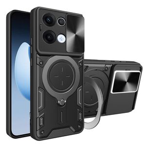 Husa pentru  Oppo Reno 13 cu protecție pentru cameră și suport magnetic integrat Ring Shockproof, Negru
