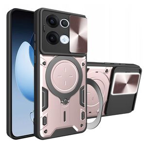 Husa pentru  Oppo Reno 13 cu protecție pentru cameră și suport magnetic integrat Ring Shockproof, Roz
