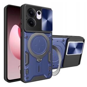 Husa pentru  Oppo Reno 13F, 13FS 4G, 5G cu protecție pentru cameră și suport magnetic integrat Ring Shockproof, Albastru