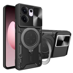 Husa pentru  Oppo Reno 13F, 13FS 4G, 5G cu protecție pentru cameră și suport magnetic integrat Ring Shockproof, Negru