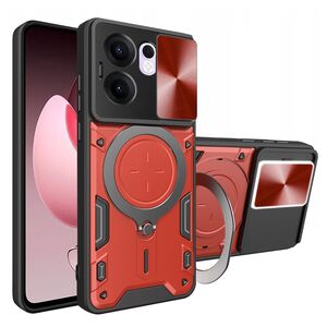Husa pentru  Oppo Reno 13F, 13FS 4G, 5G cu protecție pentru cameră și suport magnetic integrat Ring Shockproof, Rosu