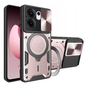 Husa pentru  Oppo Reno 13F, 13FS 4G, 5G cu protecție pentru cameră și suport magnetic integrat Ring Shockproof, Roz