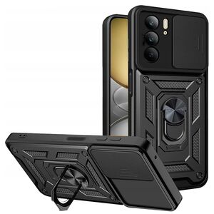 Husa pentru  Realme C75 Ring Armor Kickstand Tough Rugged Cover cu protectie camera, Negru