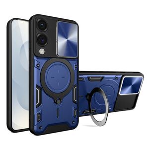 Husa pentru  Samsung Galaxy S25 Edge cu protecție pentru cameră și suport magnetic integrat Ring Shockproof, Albastru inchis