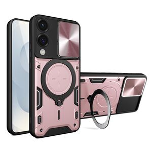 Husa pentru  Samsung Galaxy S25 Edge cu protecție pentru cameră și suport magnetic integrat Ring Shockproof, Roz