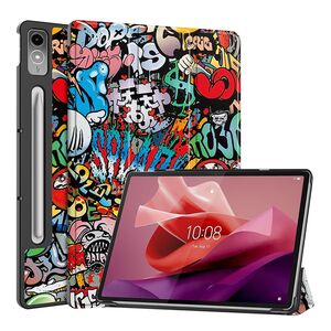 Husa pentru tableta Lenovo Tab P12 12.7 inch functie sleep/wake-up Ultralight de tip stand, graffiti