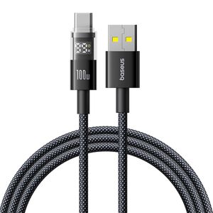Cablu date USB-C Fast Charging, Digital Display, 100W, 1m, negru Baseus, P10382701121-00
