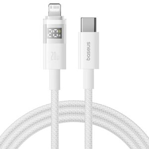 Cablu incarcare iPhone Baseus, Fast Charging, Type-C la Lightning, Digital Display, 20W, 2m, alb, P10382703211-01