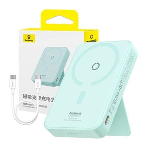 Baterie externa Baseus - power bank magpro magnetic ppcxz05 (p10064101333-00) - usb-c, 5000mah, 20w, magsafe, cable type-c, 3a, 30cm - mint