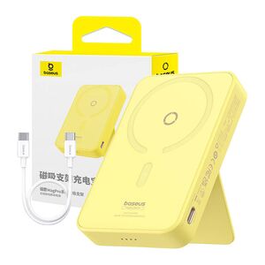 Baterie externa Baseus - power bank magpro magnetic ppcxz05 (p10064101y23-00) - usb-c, 5000mah, 20w, magsafe, cable type-c, 3a, 30cm - galben
