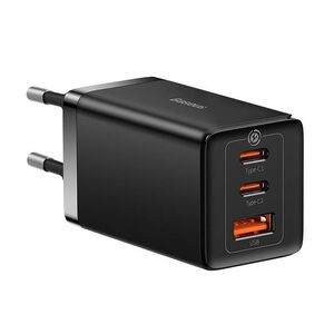 Incarcator priza Fast Charge 3in1 Baseus GaN5 Pro, 2xType-C, USB, 65W, cu Cablu Type-C la Type-C, 100W, 1m, negru